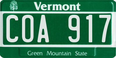 VT license plate COA917