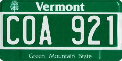 VT license plate COA921