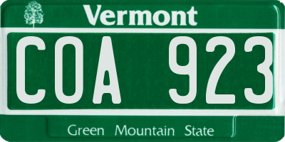 VT license plate COA923