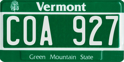 VT license plate COA927