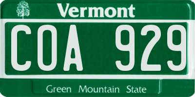 VT license plate COA929