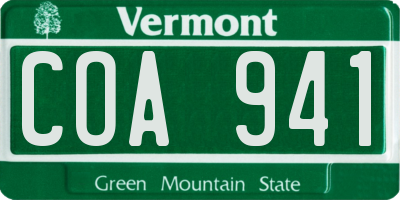 VT license plate COA941