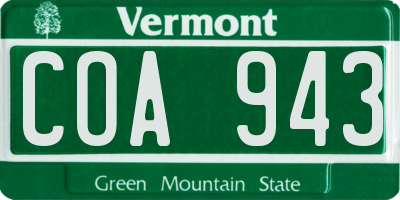VT license plate COA943