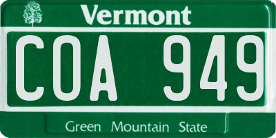 VT license plate COA949