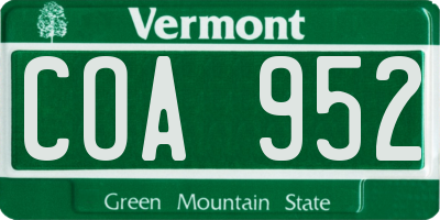 VT license plate COA952