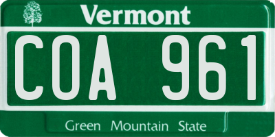 VT license plate COA961
