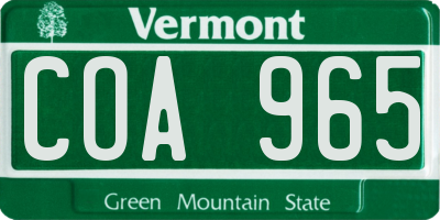 VT license plate COA965