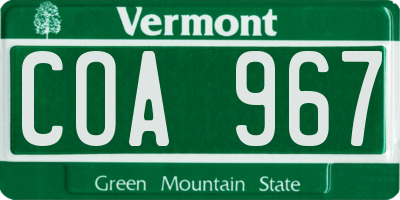 VT license plate COA967