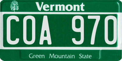 VT license plate COA970