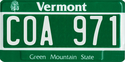 VT license plate COA971