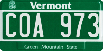 VT license plate COA973