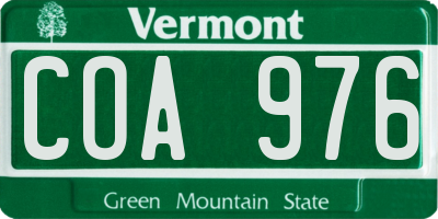 VT license plate COA976