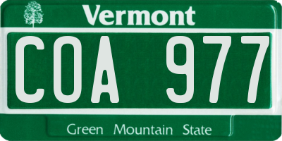 VT license plate COA977
