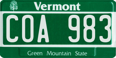 VT license plate COA983