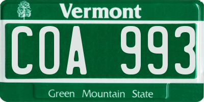 VT license plate COA993