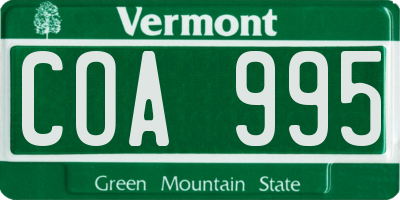 VT license plate COA995