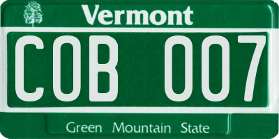 VT license plate COB007