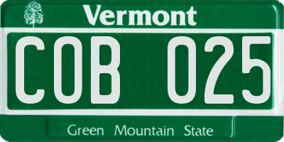 VT license plate COB025
