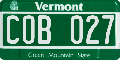 VT license plate COB027