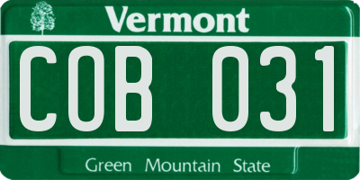 VT license plate COB031