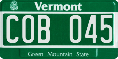 VT license plate COB045