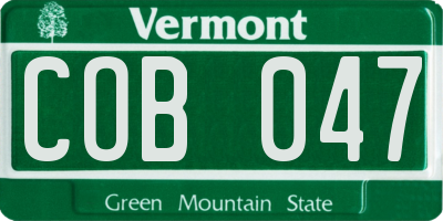 VT license plate COB047