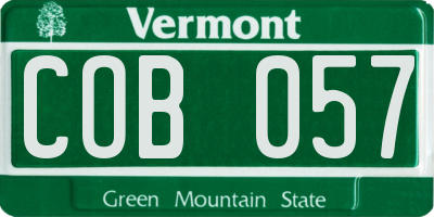 VT license plate COB057