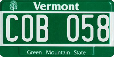 VT license plate COB058