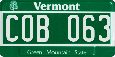 VT license plate COB063