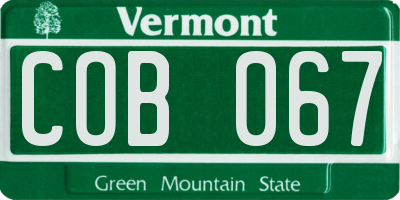 VT license plate COB067