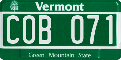VT license plate COB071