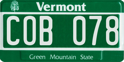 VT license plate COB078