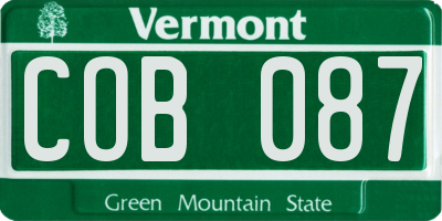 VT license plate COB087