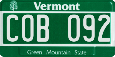 VT license plate COB092