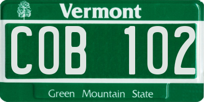 VT license plate COB102