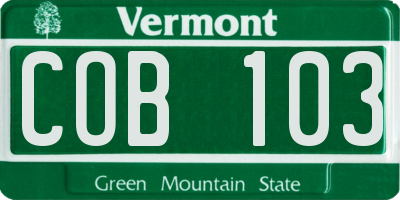 VT license plate COB103