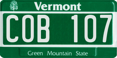 VT license plate COB107