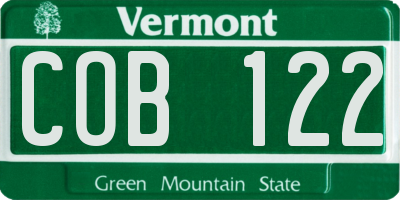 VT license plate COB122