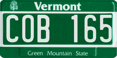 VT license plate COB165