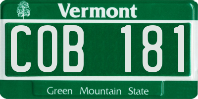 VT license plate COB181