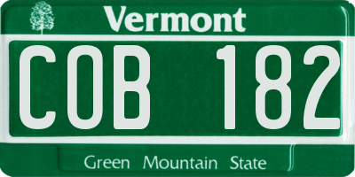 VT license plate COB182