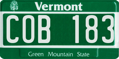 VT license plate COB183