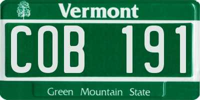VT license plate COB191
