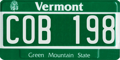 VT license plate COB198
