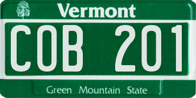 VT license plate COB201
