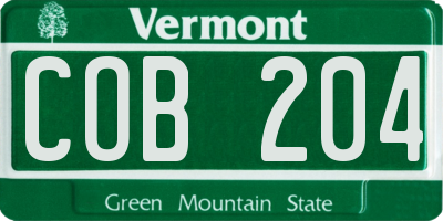 VT license plate COB204