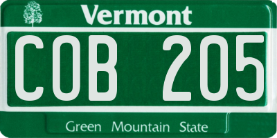 VT license plate COB205