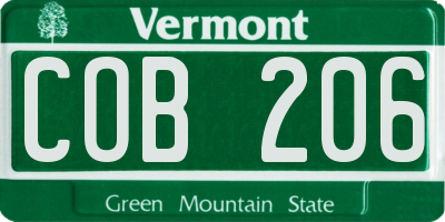 VT license plate COB206