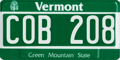 VT license plate COB208