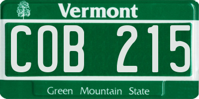 VT license plate COB215